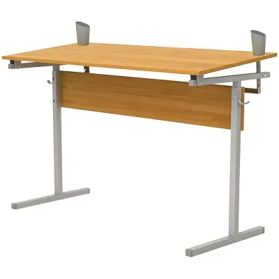 Стол-парта 2-местный, регулируемый угол, 1200х500х520-640 мм, рост 2-4, серый каркас, ЛДСП, бук, Ш-304 (2-4) М