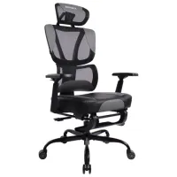 Кресло BRABIX PREMIUM "Venom GM-530", подножка, синхромеханизм, экокожа/сетка, черное/серое, 532951