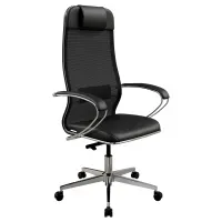 Кресло руководителя Метта "ErgoLife" Comfort, сетка/экокожа черная, синхромеханизм качания, мультиблок, z1F6.16.1.543