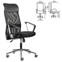 Кресло "Директ Лайт" МС-040, высокая спинка, с подлокотниками, хром, черное