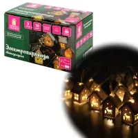 Электрогирлянда-нить комнатная "Домики дерево", 2 м, 10 LED, теплый белый, на батарейках, ЗОЛОТАЯ СКАЗКА, 591728