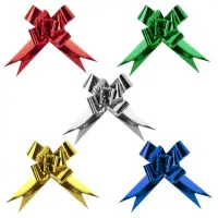 Бант-бабочка d 9 см для подарка, НАБОР 10 шт., металлизированные цвета ассорти, ЗОЛОТАЯ СКАЗКА, 591838