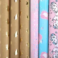 Бумага упаковочная подарочная С ЭФФЕКТАМИ "Just For Fun", 70х100 см, 6 дизайнов ассорти, ЗОЛОТАЯ СКАЗКА, 591937