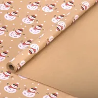 Бумага упаковочная подарочная крафт BIG SIZE новогодняя "Snowman", 0,7х10 м, ЗОЛОТАЯ СКАЗКА, 591948