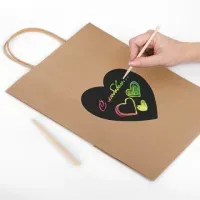 Пакет подарочный КОМПЛЕКТ 7 шт., 26x13x32 см, скретч-слой + стилус, "Heart on Kraft", ЗОЛОТАЯ СКАЗКА, 591971