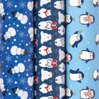 Бумага упаковочная новогодняя НАБОР 3 шт., "Snow Fun", 70х100 см, 3 дизайна, ЗОЛОТАЯ СКАЗКА, 592060