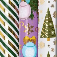 Бумага упаковочная новогодняя НАБОР 3 шт. "NY Pattern", С ЭФФЕКТАМИ, 70х100 см, ЗОЛОТАЯ СКАЗКА, 592187