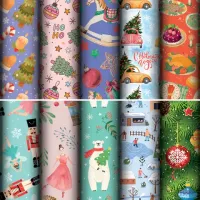 Бумага упаковочная новогодняя "Сказочный подарок", 70х100 см, 10 дизайнов ассорти, ЗОЛОТАЯ СКАЗКА, 592562