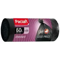 Мешки для мусора  60л Paclan "Standard" ПНД, 60*72см, 7,4мкм, 20шт., черные, в рулоне