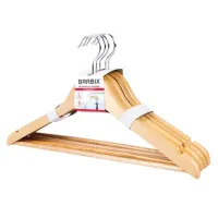 Вешалки-плечики, размер 48-50, КОМПЛЕКТ 5шт, деревянная, перекладина, цвет сосна, BRABIX "Стандарт", 601159