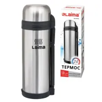 Термос LAIMA классический с узким горлом, 1,8 л, нержавеющая сталь, пластиковая ручка, 601405