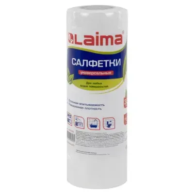 Салфетки универсальные в рулоне 30 шт., 25х30 см, вискоза (спанлейс), 45 г/м2, LAIMA, 601565