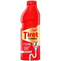 Средство для прочистки канализационных труб 1 л, TIRET (Тирет) "Turbo", гель, 8147377