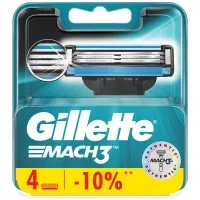 Сменные кассеты для бритья 4 шт., GILLETTE (Жиллет) "Mach3", для мужчин