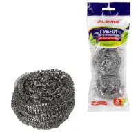 Губки (мочалки) металлические, спиральные, 3х20 г, КОМПЛЕКТ 3 шт., для посуды, гриля, плиты, LAIMA, 603102
