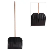 Лопата снеговая 46х40 см "НОМЕР 2" пластиковая, ДЕРЕВЯННЫЙ черенок 120 см, армирующая алюминиевая планка, № 2, 603556