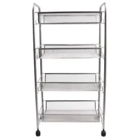 Этажерка (тележка) BRABIX офисно-бытовая 4 яруса, на колесах, металл, серебристая, 43,5х26х83,5 см, 603754