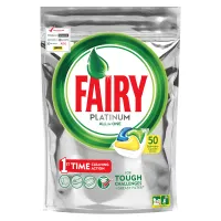 Таблетки для посудомоечных машин, 50 шт. FAIRY Platinum All in 1, "Лимон", капсулы, 736971