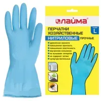 Перчатки МНОГОРАЗОВЫЕ нитриловые LAIMA ГИПОАЛЛЕРГЕННЫЕ, хлопчатобумажное напыление, ПРОЧНЫЕ, размер 8-9, L (большой), синие, вес 38г, 604999