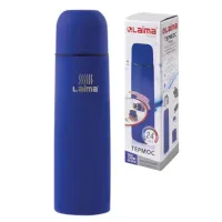 Термос LAIMA классический с узким горлом, 0,75 л, нержавеющая сталь, синий, 605123