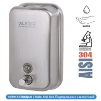 Дозатор для жидкого мыла LAIMA PROFESSIONAL INOX (гарантия 3 года), 1 л, нержавеющая сталь, матовый, 605395