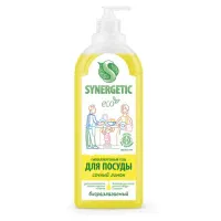 Гель для мытья посуды антибактериальный 1 л, SYNERGETIC "Лимон", дозатор, 103101