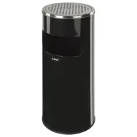 Урна с пепельницей 27 литров, 600х250 мм, нержавеющая сталь, черная, LAIMA PROFESSIONAL, 606300