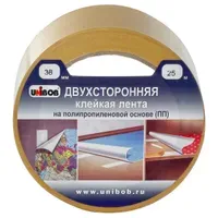 Клейкая двухсторонняя лента 38 мм х 25 м, ПОЛИПРОПИЛЕНОВАЯ ОСНОВА, 90 микрон, BRAUBERG, 606426