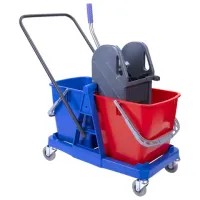 Тележка уборочная BRABIX, 2 съемных ведра 23 л, механический отжим, пластиковый каркас, 606659