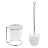 Ершик для унитаза с подставкой, маталл + пластик, хромированный, LAIMA, 607426