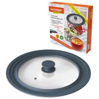 Крышка для любой сковороды и кастрюли универсальная 3 размера (22-24-26 см) антрацит, DASWERK (ДАСВЕРК), 607586