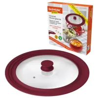 Крышка для любой сковороды и кастрюли универсальная 3 размера (24-26-28 см) бордовая, DASWERK (ДАСВЕРК), 607590