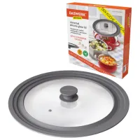 Крышка для любой сковороды и кастрюли универсальная 3 размера (24-26-28 см) серая, DASWERK (ДАСВЕРК), 607591