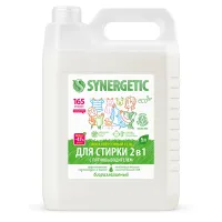 Гель для стирки с пятновыводителем для всех видов тканей 5 л SYNERGETIC "2 в 1", гипоаллергенный, 109804