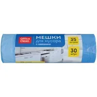 Мешки для мусора с завязками 35 л, синие, в рулоне 30 шт., ПНД 13 мкм, 48х52 см, ЛЮБАША, 608095