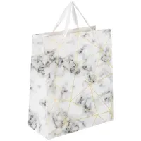 Пакет подарочный (1 штука) 26x13x33 см, ЗОЛОТАЯ СКАЗКА "Golden Marble", тиснение фольгой, 608251