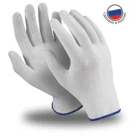 Перчатки нейлоновые MANIPULA Микрон, ПВХ-покрытие, КОМПЛЕКТ 10 пар, размер 9, L (большой), белые, TNG-27/MG-111