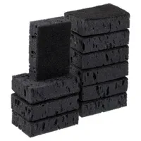 Губки для посуды 9,8х6,6х3 см, КОМПЛЕКТ 10 шт., SQUARE BLACK, КРУПНОПОРИСТЫЙ поролон с абразивным слоем, LAIMA, 608648