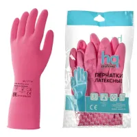 Перчатки латексные КЩС, сверхпрочные, плотные, хлопковое напыление, размер 7,5-8, M (средний), красные, HQ Profiline, 73582