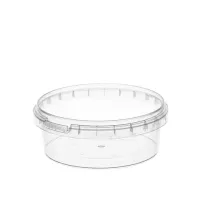 Банка с крышкой 385 мл, пластиковая под пресервы с контрольным замком, диаметр 122 мм, ВЗЛП, 1214КП