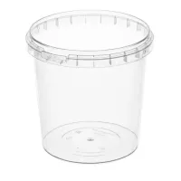 Банка с крышкой 1000 мл, пластиковая, под пресервы, с контрольным замком, диаметр 122 мм, ВЗЛП, 1217КП