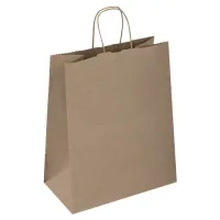 Крафт-пакет бумажный 26х15х35 см, КОМПЛЕКТ 50 шт., крученые ручки, плотность 90 г/м2, LAIMA ECO CRAFT, 609686
