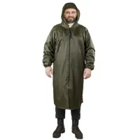 Дождевик-плащ цвета хаки на молнии многоразовый с ПВХ-покрытием, размер 56-58 (XXL), рост 170-176, ГРАНДМАСТЕР, 610848