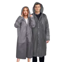 Дождевик плащ на кнопках, EVA, многоразовый прочный, чехол в комплекте, универсальный размер, серый, SHAMAANI (ШАМААНИ), 610936