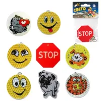 Брелок-подвеска СВЕТООТРАЖАЮЩИЙ, 50 мм, пластик, с рисунком, АССОРТИ