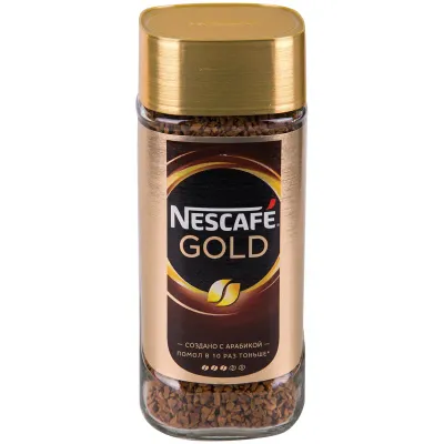 Кофе молотый в растворимом NESCAFE "Gold" 95 г, стеклянная банка, сублимированный, 12326188