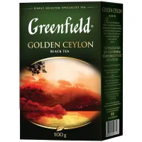 Чай листовой GREENFIELD "Golden Ceylon ОРА" черный цейлонский крупнолистовой 100 г, 0351