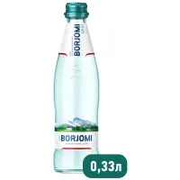 Вода ГАЗИРОВАННАЯ минеральная BORJOMI 0,33 л, стеклянная бутылка