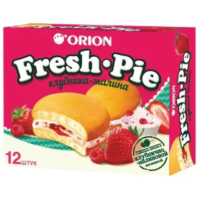 Печенье ORION "Fresh-Pie Strawberry-raspberry", клубника-малина, 300 г (12 штук х 25 г), О0000017465