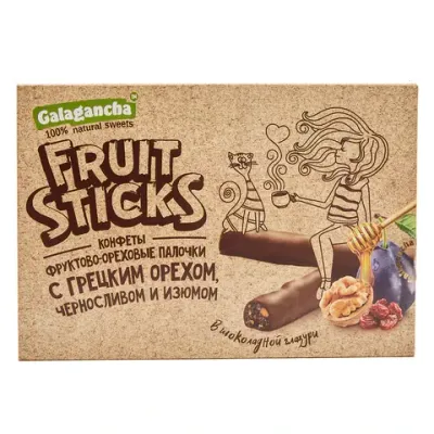 Конфеты шоколадные "Fruit Sticks" с черносливом и грецким орехом 175 г, БЕРЕСТОВ А.С., УТ-00031675